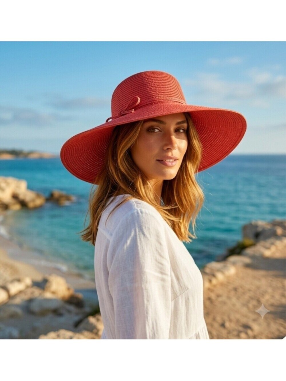 women's red sun hat